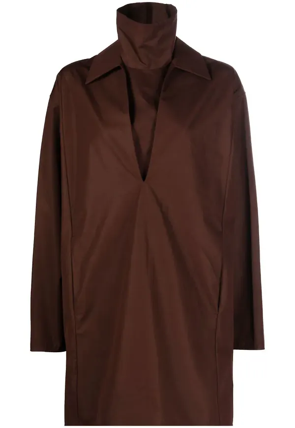 Jil Sander v-ringad skjortklänning - Brun