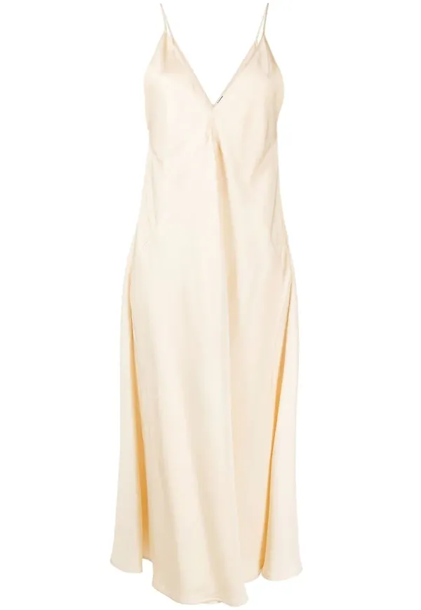 Jil Sander v-ringad slipklänning - Neutral