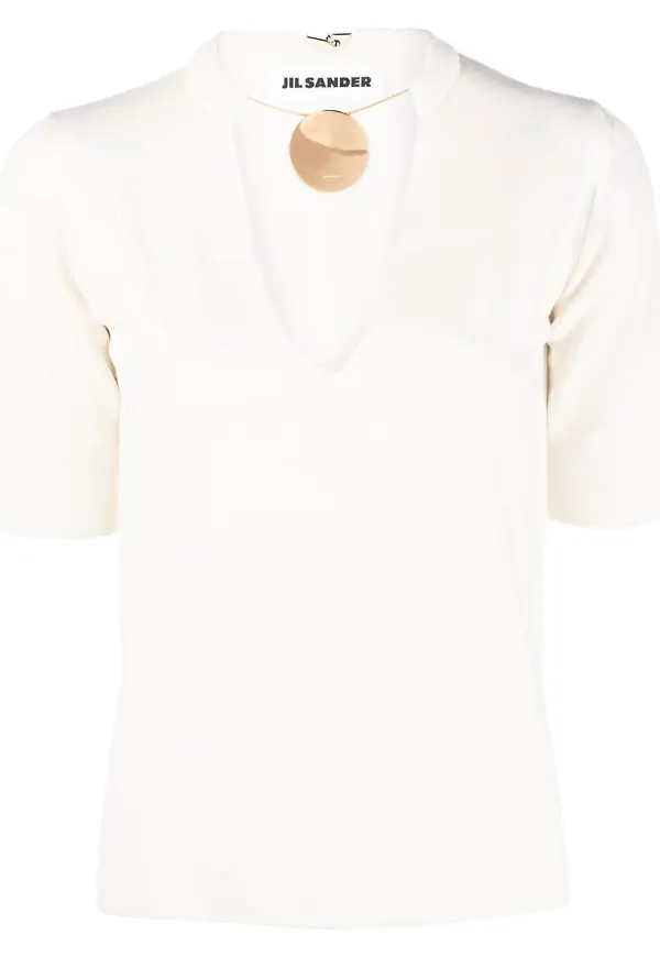 Jil Sander v-ringad topp - Vit