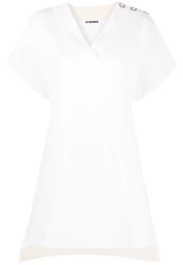 Jil Sander v-ringad tunika i oversize-modell - Vit