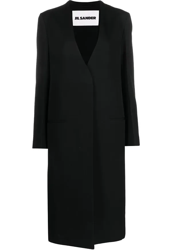 Jil Sander v-ringad ullkappa - Svart