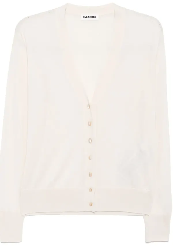 Jil Sander v-ringad kofta - Neutral