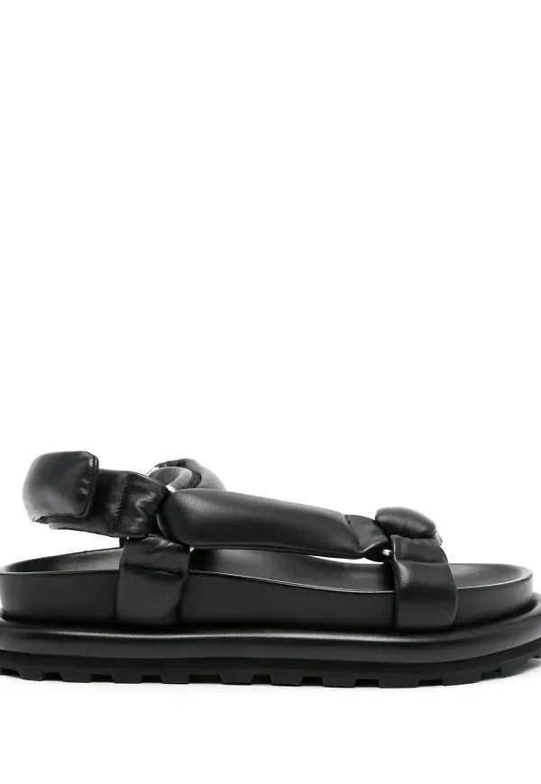 Jil Sander vadderade lädersandaler - Svart