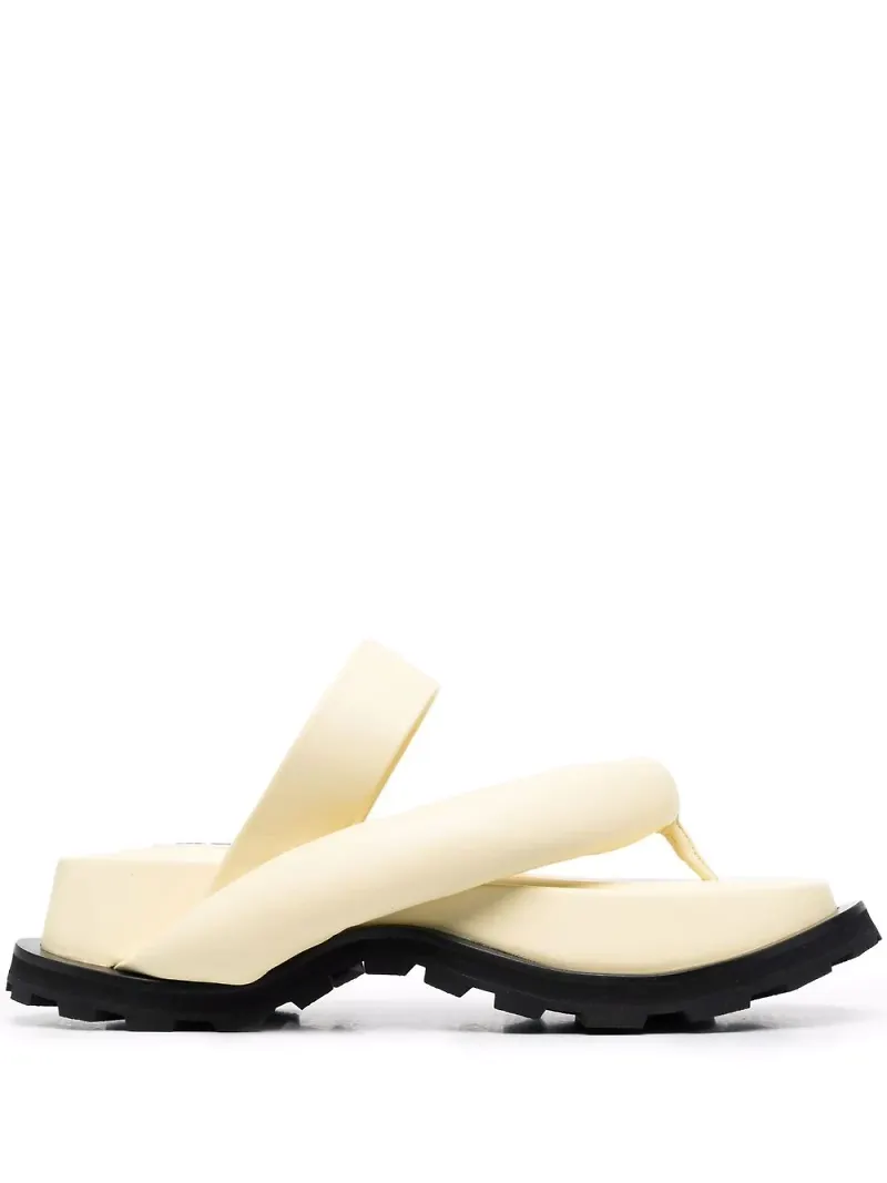Jil Sander vadderade lädersandaler - Gul