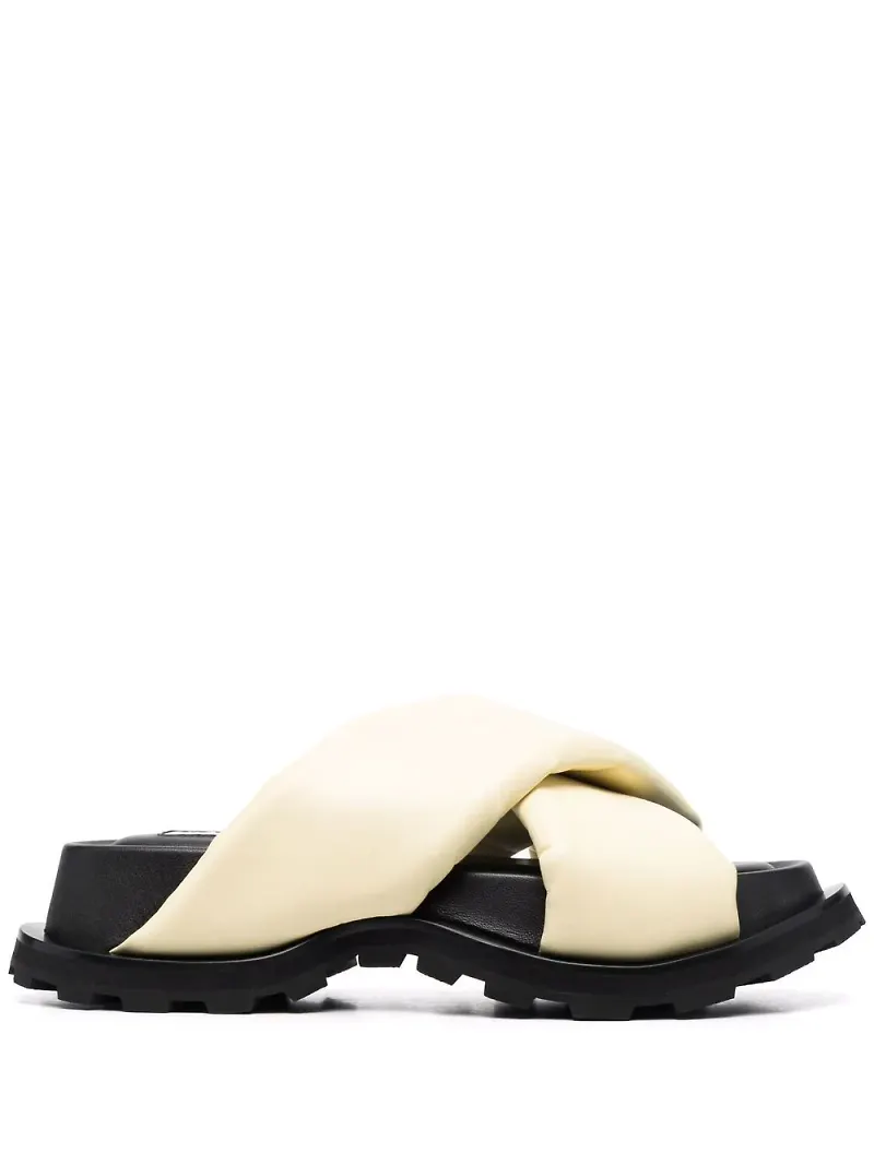Jil Sander vadderade lädersandaler - Gul