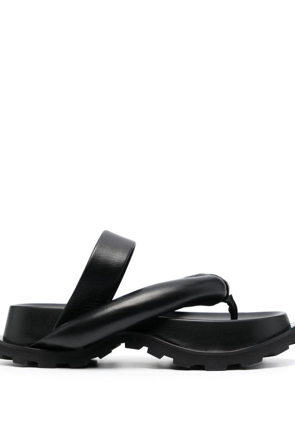 Jil Sander vadderade platåsandaler - Svart