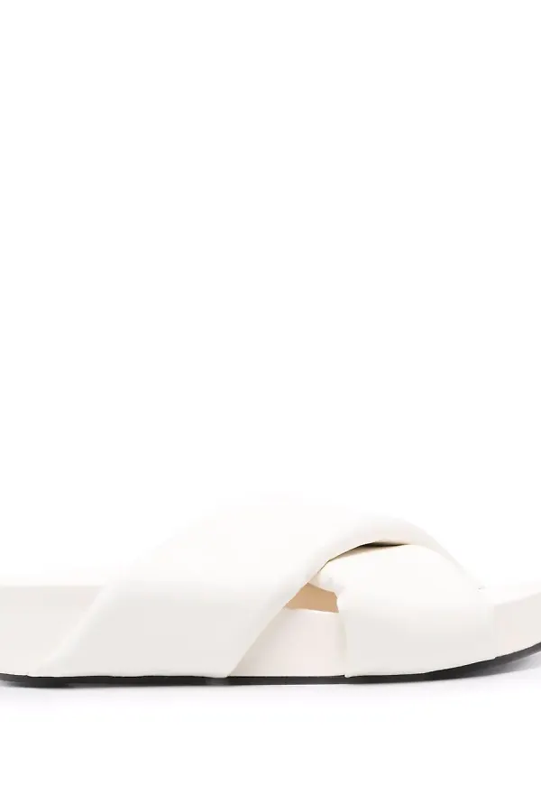 Jil Sander vadderade tofflor med korsremmar - Vit