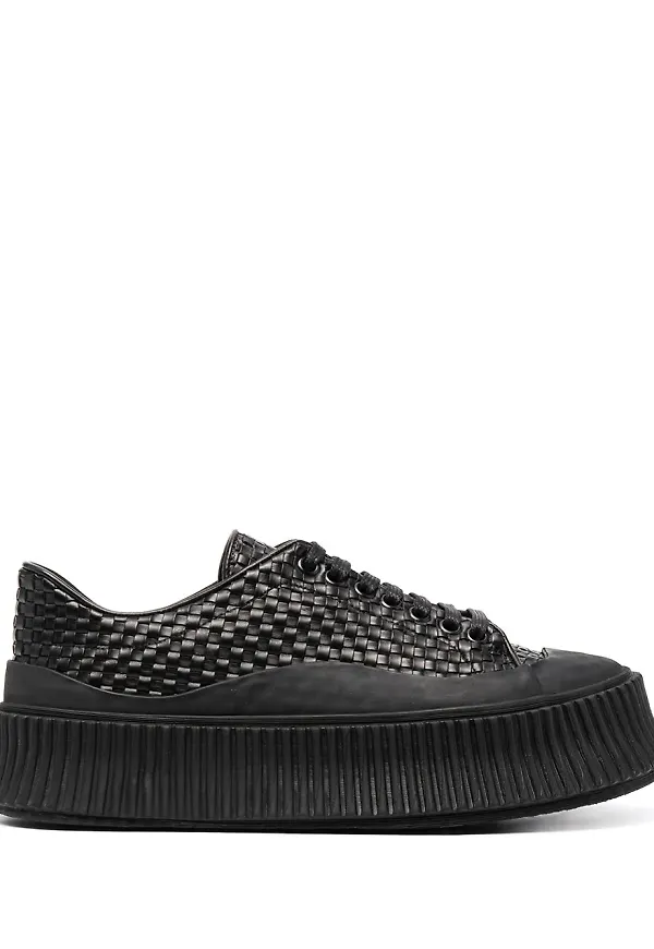 Jil Sander vävda lädersneakers - Svart