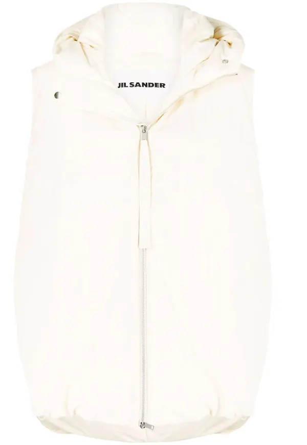 Jil Sander ärmlös vadderad jacka - Vit