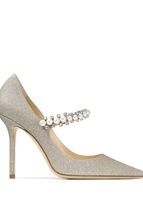 Jimmy Choo Baily 100 mm pärlprydda pumps - Neutral