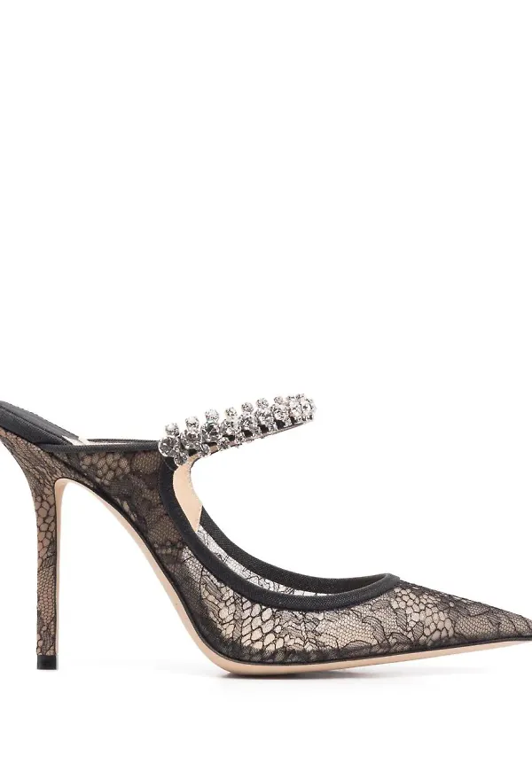 Jimmy Choo Bing 100 slip-ons i spets - Svart