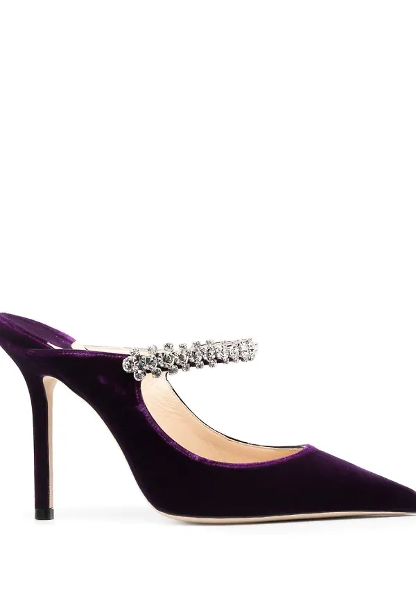 Jimmy Choo Bing pumps med sammetskant och effekt 105 mm - Lila