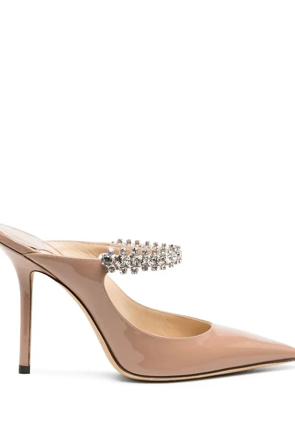 Jimmy Choo Bing slip-ons med strassrem 100 mm - Rosa
