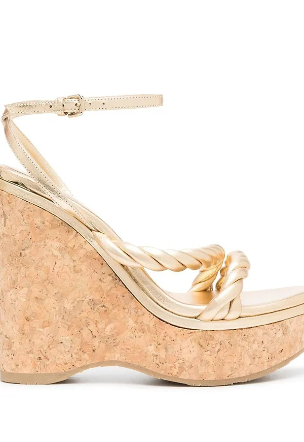 Jimmy Choo Diosa platåsandaler med kilklack 130 mm - Guldfärgad