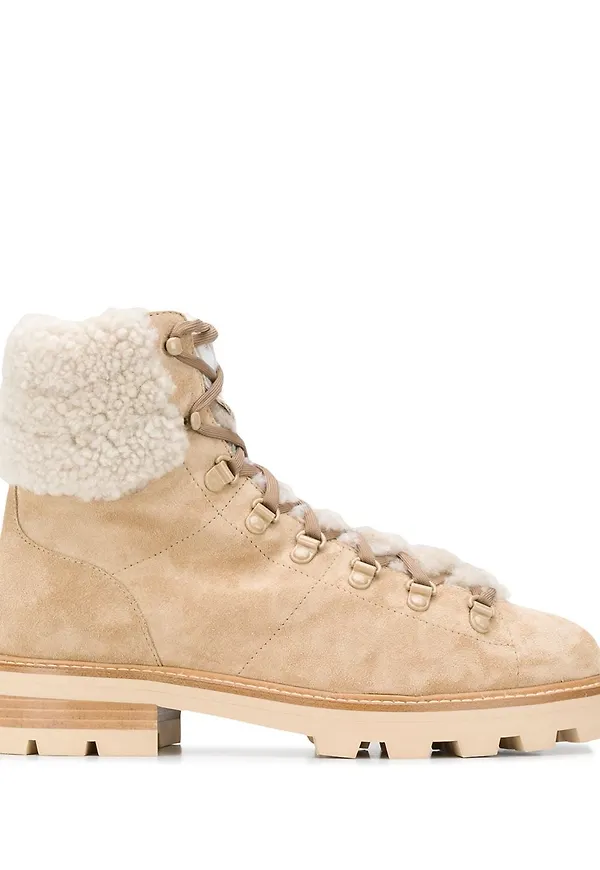 Jimmy Choo Eshe vandrarkängor med fårpäls - Neutral