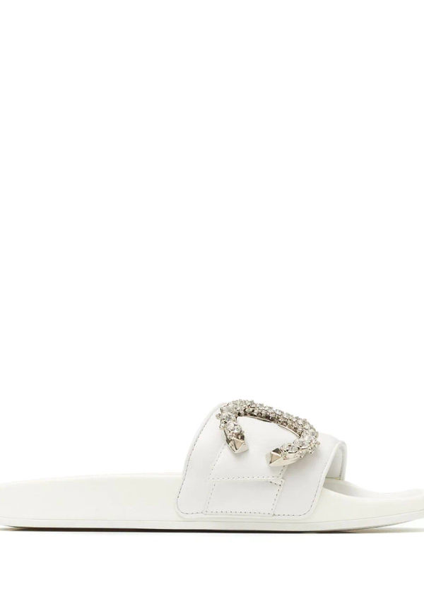 Jimmy Choo Fallon lädertofflor - Vit