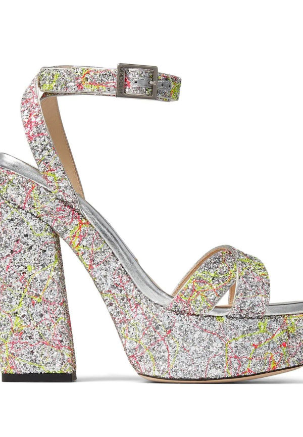 Jimmy Choo Gaia platåsandaler 140 mm - Silverfärgad