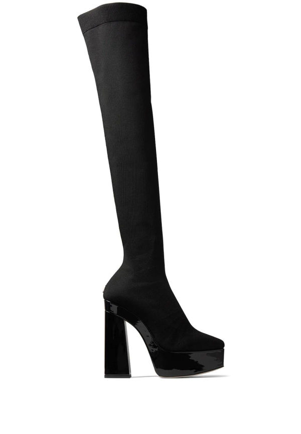 Jimmy Choo Giome lårhöga platåstövlar 140 mm - Svart