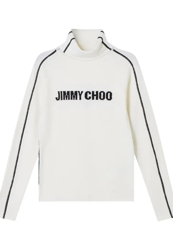 Jimmy Choo intarsiastickad tröja med logotyp - Vit