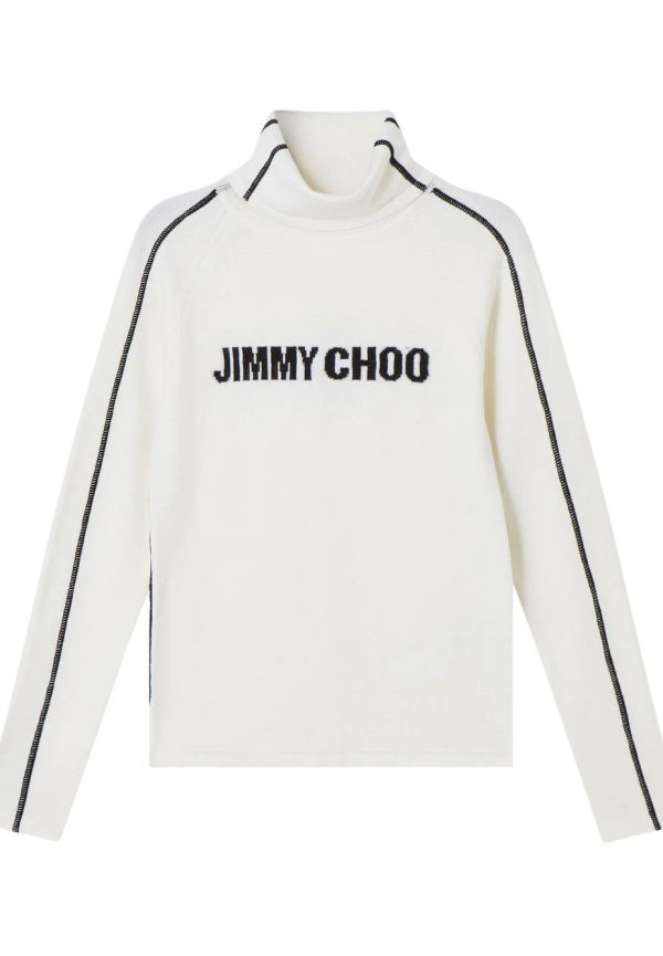 Jimmy Choo intarsiastickad tröja med logotyp - Vit