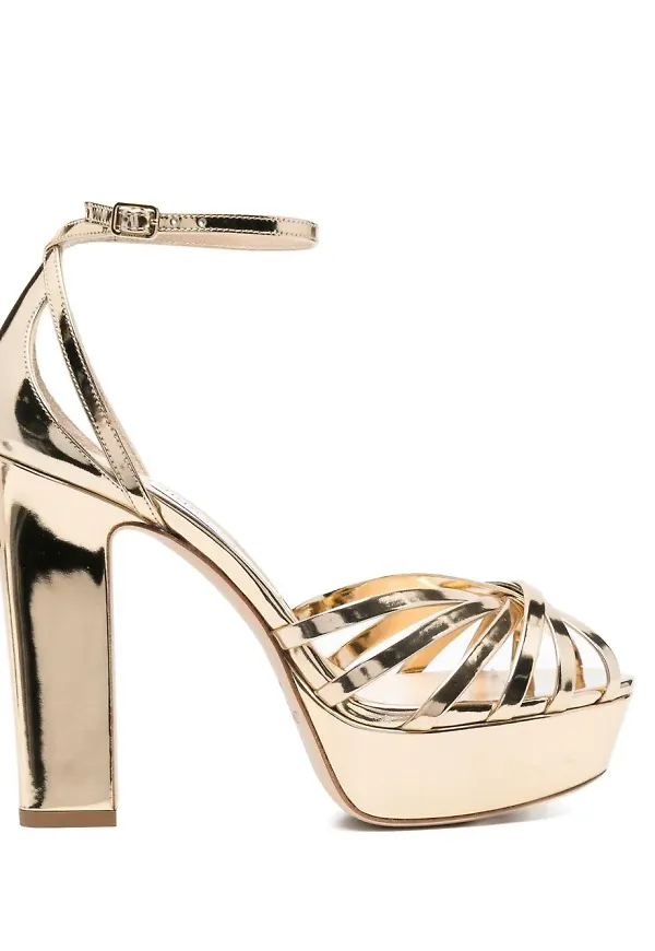 Jimmy Choo Isra platåsandaler 120 mm - Guldfärgad