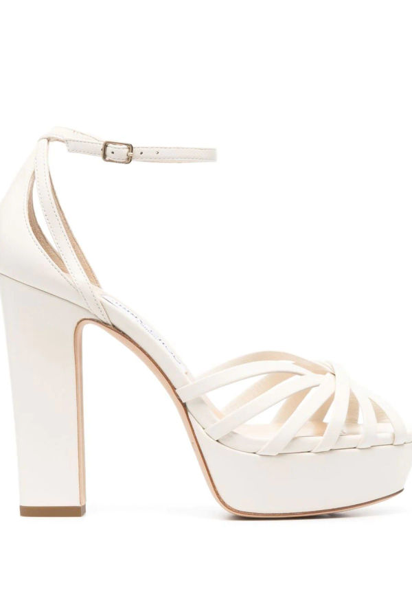 Jimmy Choo platåsandaler i läder 125 mm - Vit