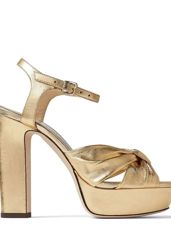 Jimmy Choo platåsandaler med metallisk effekt - Guldfärgad