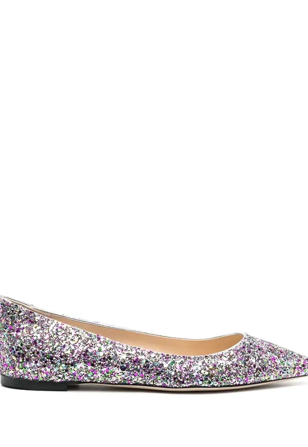 Jimmy Choo Romy glittriga ballerinaskor - Rosa