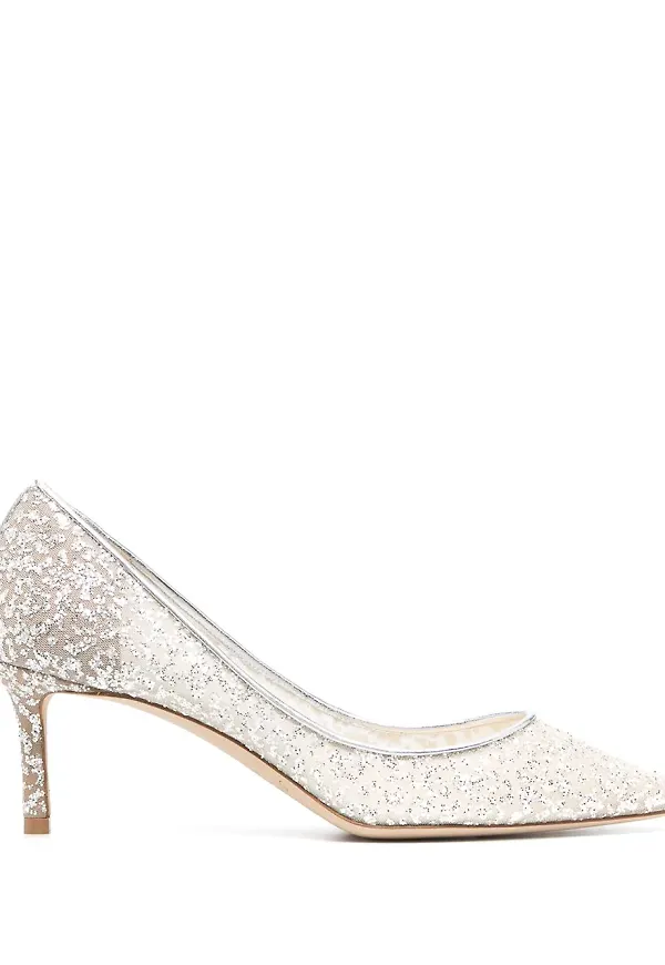 Jimmy Choo Romy glittriga pumps - Silverfärgad