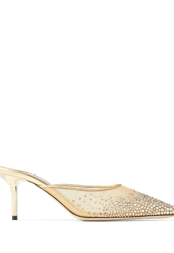 Jimmy Choo slip-ons med strass - Guldfärgad