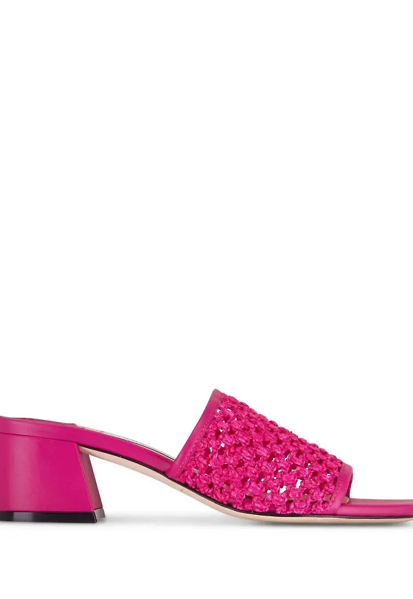 Jimmy Choo Themis 45mm raffia mules - Rosa