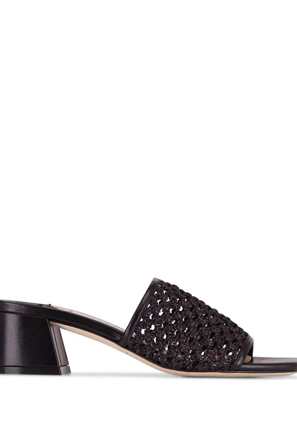 Jimmy Choo Themis flätade slip-ons 45 mm - Svart