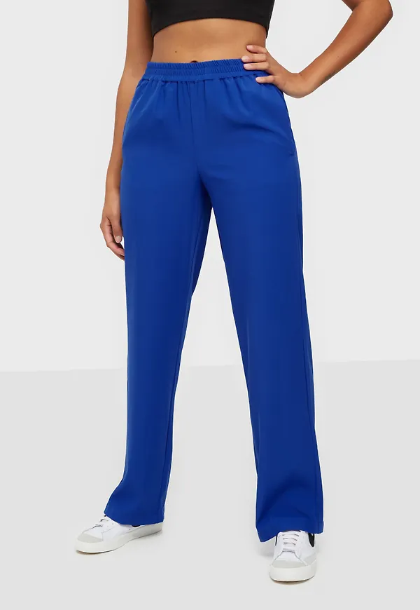 JJXX - Byxor - Blue Iolite - Jxpoppy Reg Hw Pant Pnt Noos - Byxor & Shorts - Pants