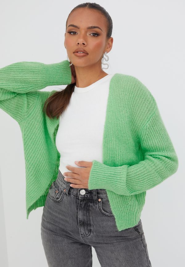 JJXX - Cardigans - Absinthe Green - Jxnadia Ls Fluffy Cardigan Knit Noo - Tröjor - Cardigans