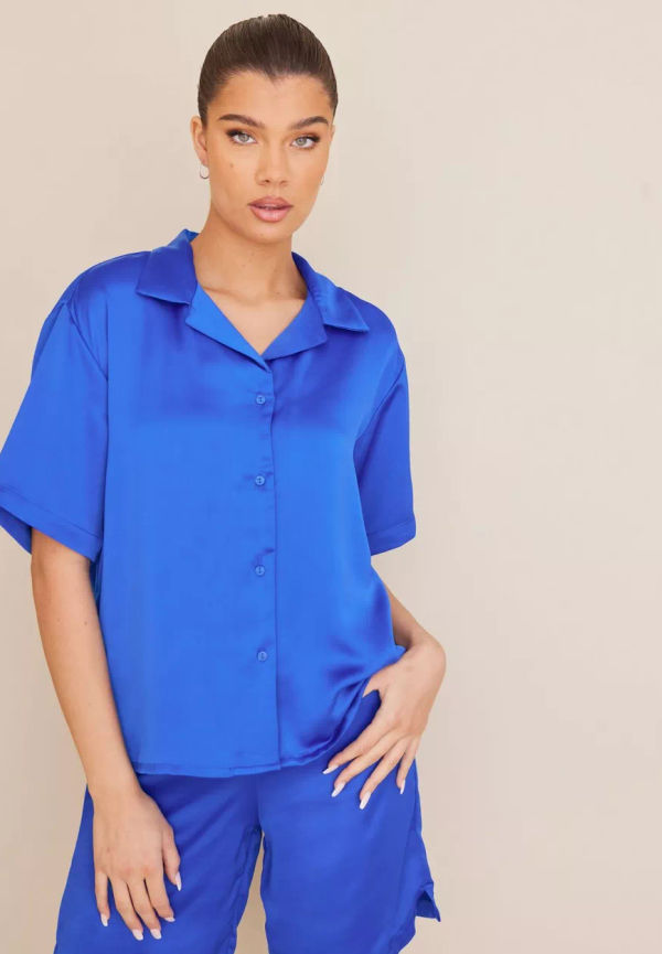 JJXX - Skjortor - Blue Iolite - Jxlisa Ss Comfort Satin Shirt Sn - Blusar & Skjortor - shirts