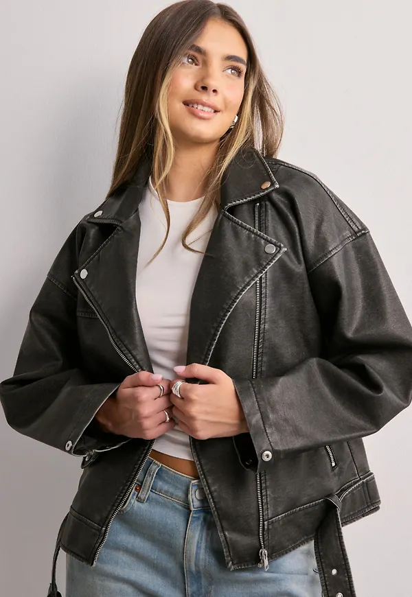 JJXX - Svart - Jxfrida Washed Biker Jkt Otw Ln