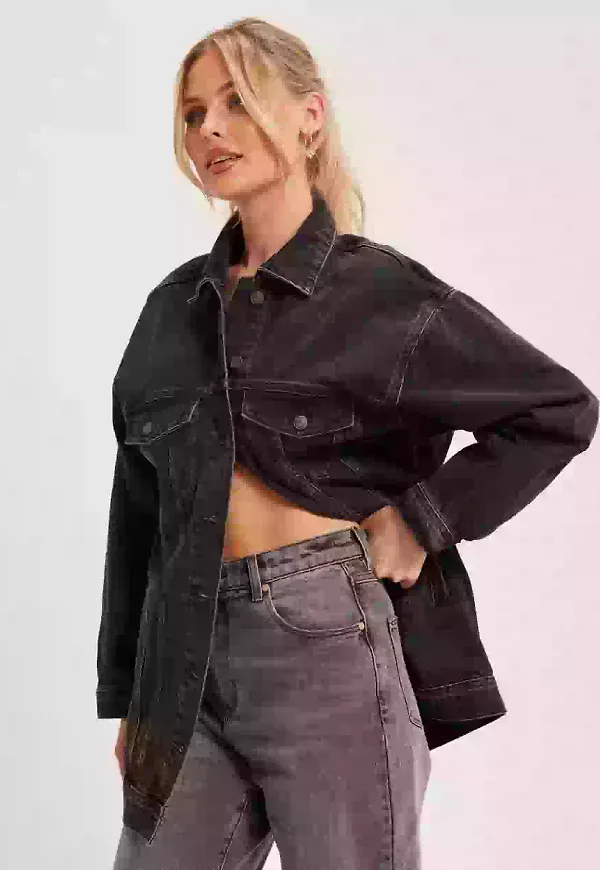 JJXX Jxalison Oversized Long Jacket CR50 Jeansjackor Black Denim