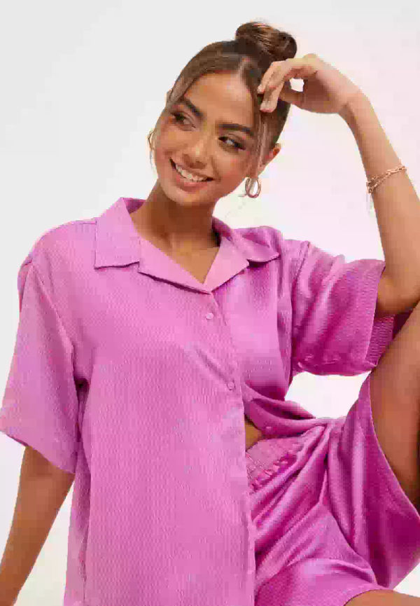 JJXX Jxlisa Ss Comfort Satin Shirt Sn Skjortor Pastel Lilac Geometric
