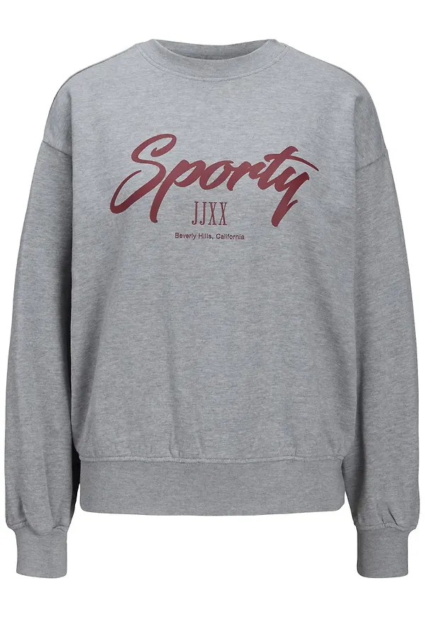JJXX Sweatshirt 'Beatrice' gråmelerad / röd