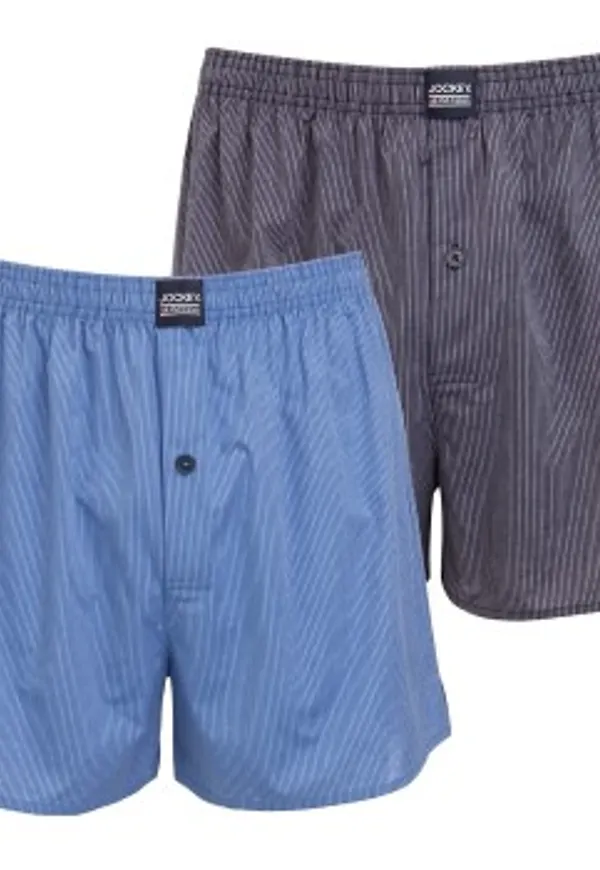 Jockey Kalsonger 2P Woven Boxer Shorts 3XL-6XL Blå/Grå bomull 6XL Herr
