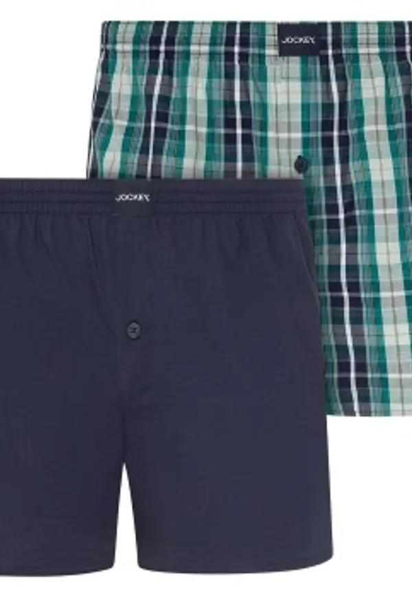 Jockey Kalsonger 2P Woven Boxer Shorts Navy bomull Medium Herr