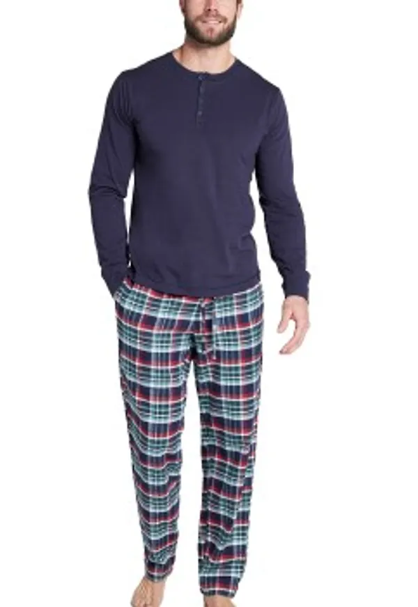 Jockey Pyjama 11 Mix Cotton Blå/Grön bomull Large Herr