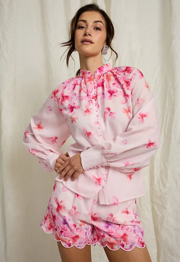 Joelle - Blus med ballongärmar - Natur