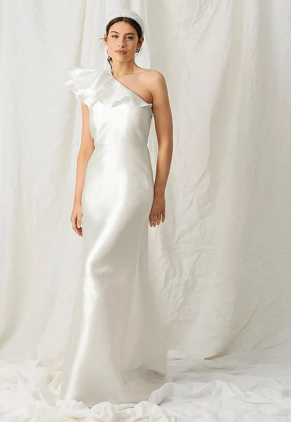 Joelle - Brudklänning med one shoulder-design - Vit