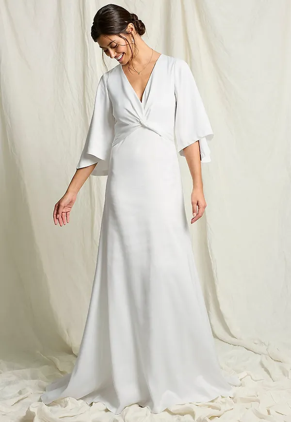 Joelle - Draperad brudklänning i satin - Vit