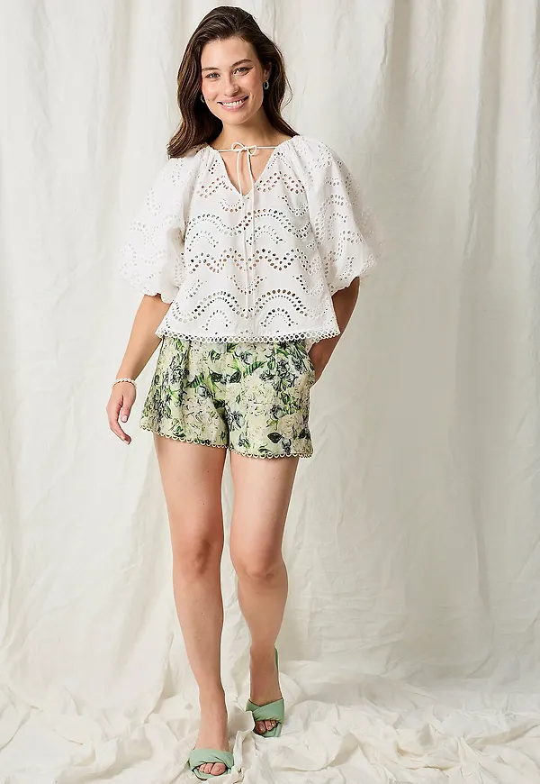 Joelle - Shorts Rhodos Linen - Grön