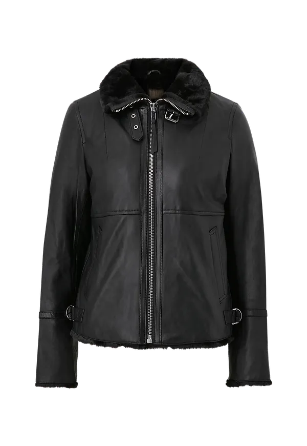 Jofama - Skinnjacka Alice Leather Bomber Jacket - Svart