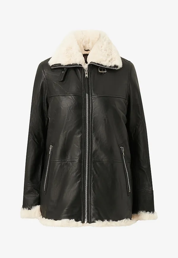 Jofama - Skinnjacka Debbie Shearling Jacket - Svart
