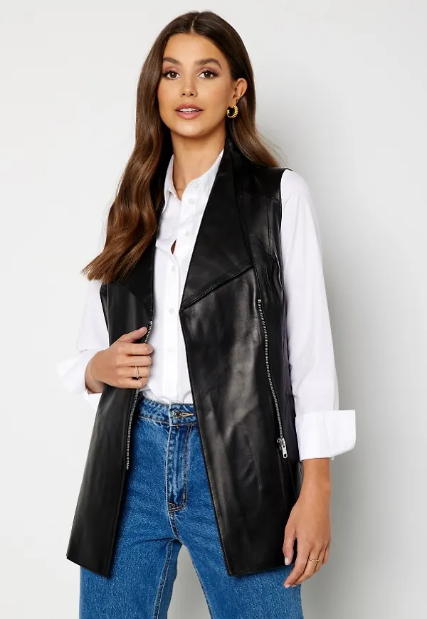 JOFAMA Diane Leather Gilet 00 Black 34