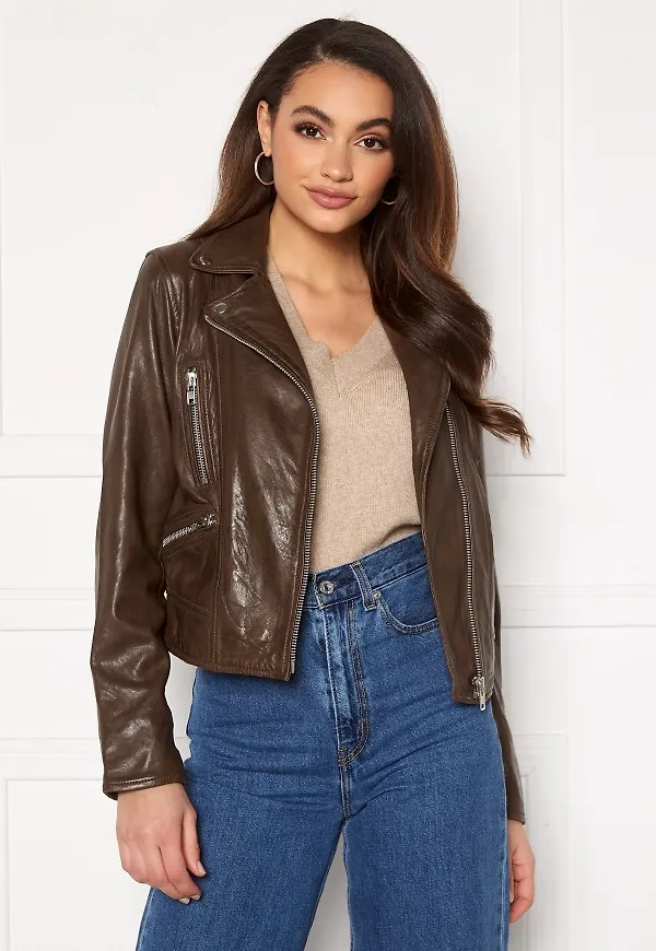 JOFAMA Kaley Leather Biker Brownie 34